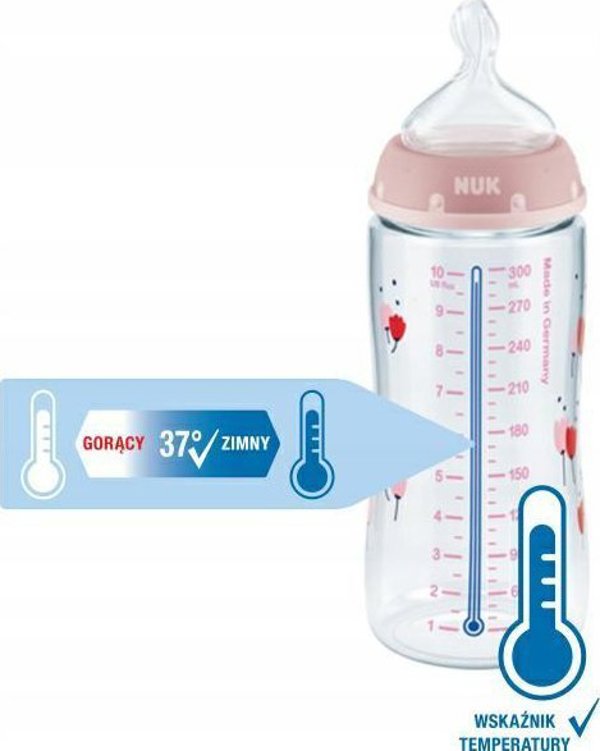 NUK 441120 ΜΠΟΥΚΑΛΙ 300ML ΔΕΙΚΤΗΣ ΘΕΡΜΟΚΡΑΣΙΑΣ 0-6 527911, 741926 ΡΟΖ