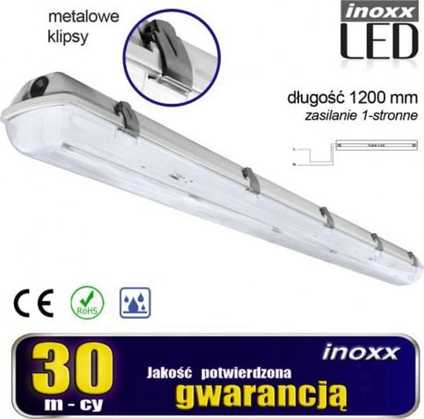 Nvox Βιομηχανικό στεγανό φωτιστικό ip65 led 1x120cm t8 g13 με τροφοδοσία από τη μία πλευρά
