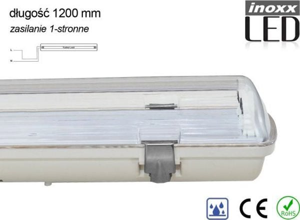 Nvox Βιομηχανικό στεγανό φωτιστικό ip65 led 1x120cm t8 g13 με τροφοδοσία από τη μία πλευρά