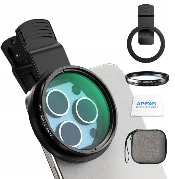 Apexel Φακός CPL Πολωτικό Φίλτρο 52mm για Smartphone με Κλιπ - APL-52-CPL