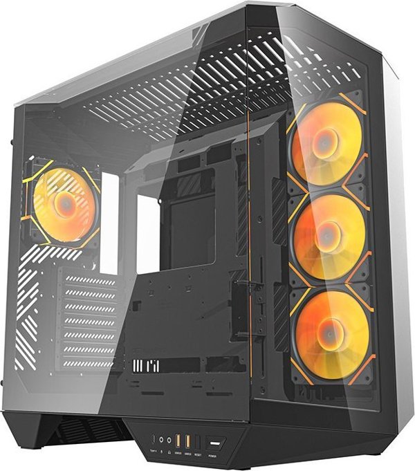 Κουτί υπολογιστή Darkflash DY470 (μαύρο) + 4 ανεμιστήρες + βάση GPU