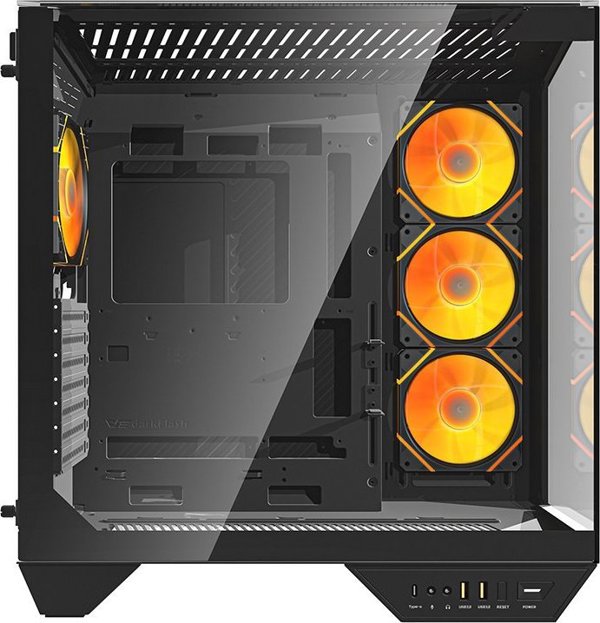 Κουτί υπολογιστή Darkflash DY470 (μαύρο) + 4 ανεμιστήρες + βάση GPU