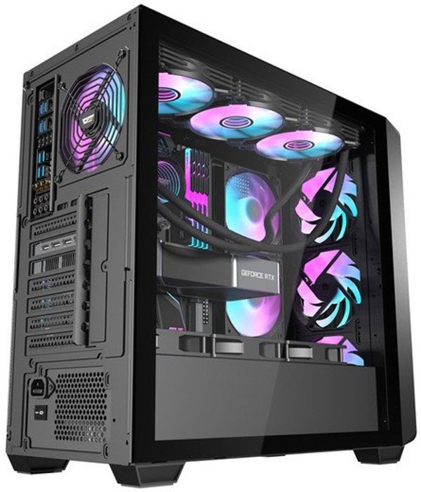Κουτί υπολογιστή Darkflash DS900WD (μαύρο) + 4 ανεμιστήρες