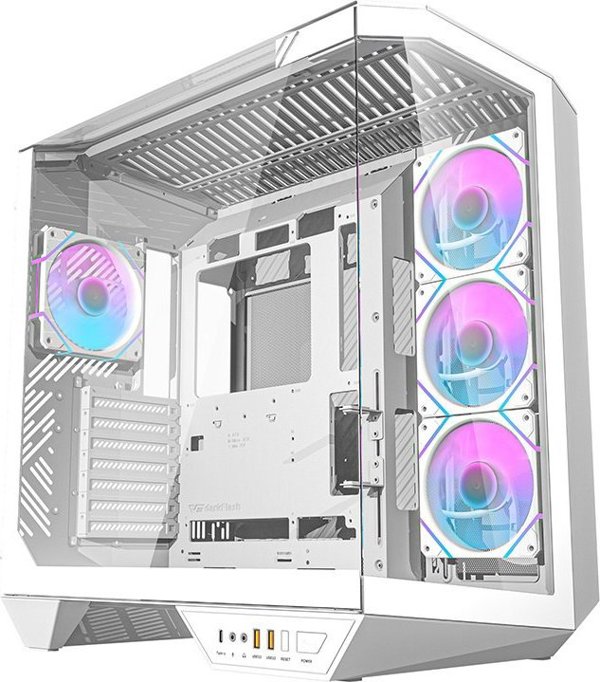 Κουτί υπολογιστή Darkflash DY470 (λευκό) + 4 ανεμιστήρες + βάση GPU