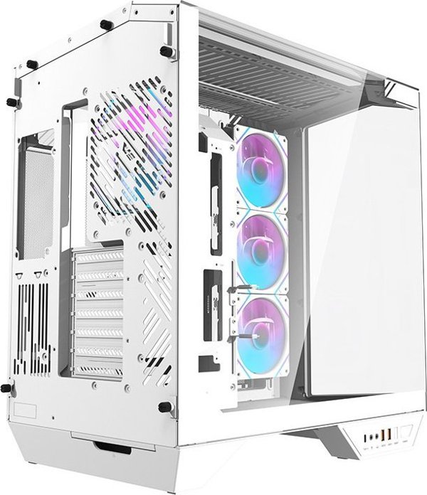 Κουτί υπολογιστή Darkflash DY470 (λευκό) + 4 ανεμιστήρες + βάση GPU
