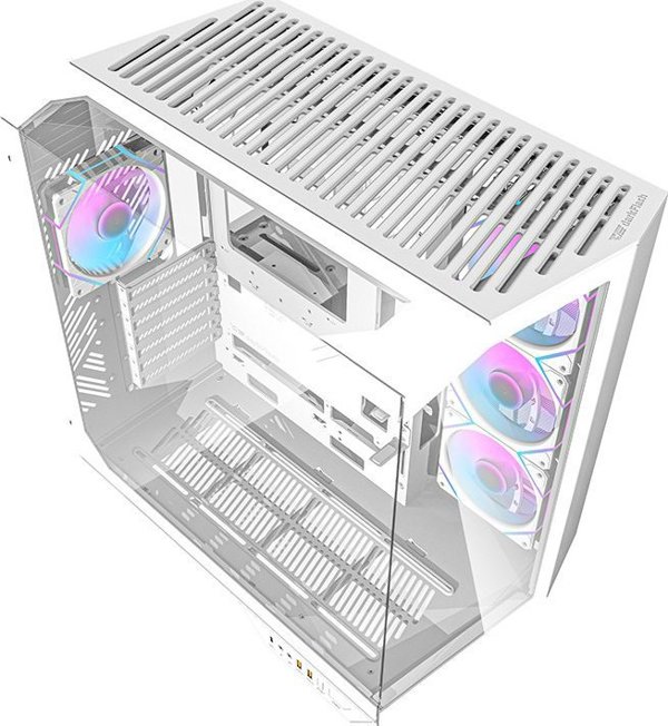 Κουτί υπολογιστή Darkflash DY470 (λευκό) + 4 ανεμιστήρες + βάση GPU