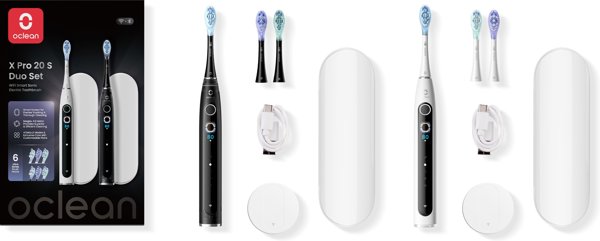 Oclean X Pro 20 S Duo Set ηλεκτρικές οδοντόβουρτσες για δύο, λευκή και μαύρη
