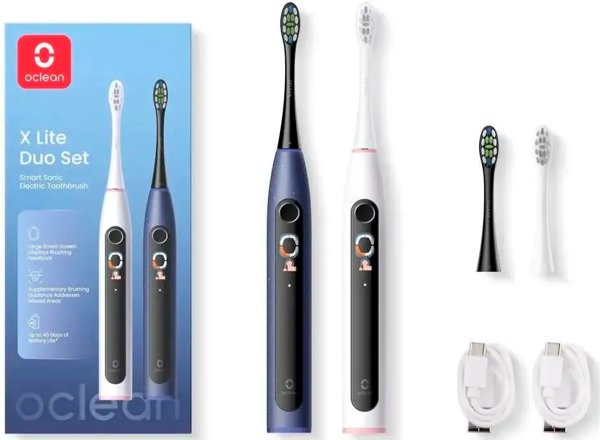 Oclean X Lite Έξυπνη Ηλεκτρική Οδοντόβουρτσα Sonic Duo Set, Γκρι και Μπλε