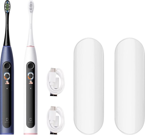 Ηλεκτρικές οδοντόβουρτσες Oclean X Lite S Duo Set για δύο, μπλε και γκρι