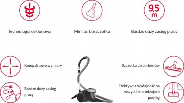 Ηλεκτρική σκούπα Hoover Ηλεκτρική σκούπα Hoover HP320PET Μαύρο 850 W