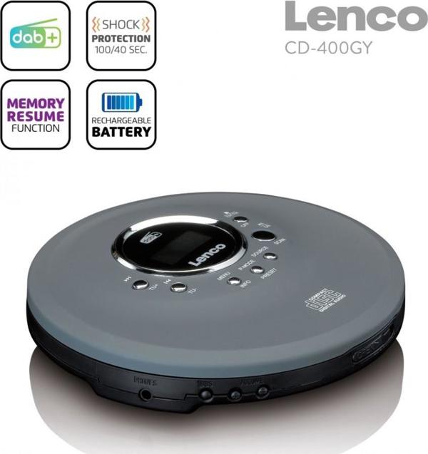 Φορητό CD Lenco Lenco CD-400GY - discman CD/MP3 και ραδιόφωνο DAB+/FM