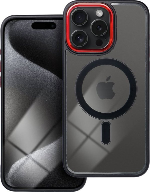 OEM Θήκη COLOR EDGE MAG COVER συμβατή με MagSafe για IPHONE 15 Pro Max μαύρο κόκκινο