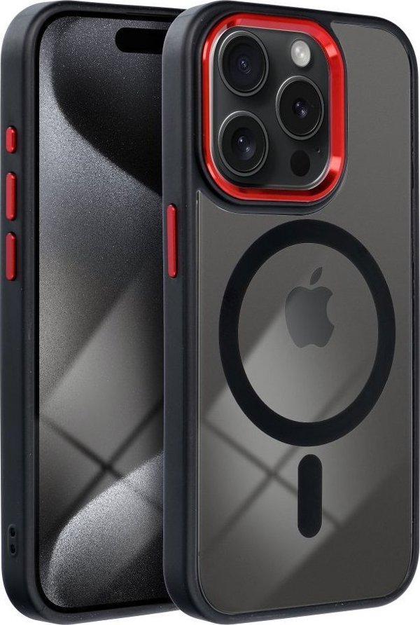 OEM Θήκη COLOR EDGE MAG COVER συμβατή με MagSafe για IPHONE 15 Pro Max μαύρο κόκκινο