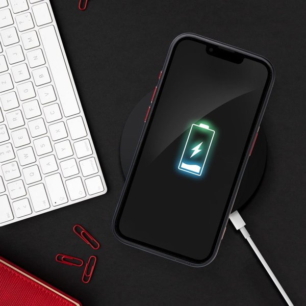 OEM Θήκη COLOR EDGE MAG COVER συμβατή με MagSafe για IPHONE 15 Pro Max μαύρο κόκκινο