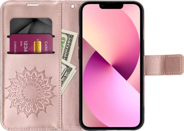 OEM Θήκη MEZZO Book για SAMSUNG S23 mandala ροζ χρυσό