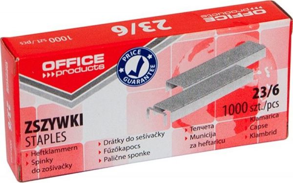Office Products Συρραπτικά, 23/6, Ασημί, 1000 Τεμάχια, Χωρητικότητα 30 Φύλλα