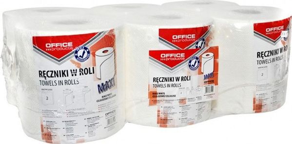 Office Products Χαρτοπετσέτες σε Ρολό Maxi 2 Φύλλων, 100% Κυτταρίνη, 120m, Λευκό, 6 Τεμάχια