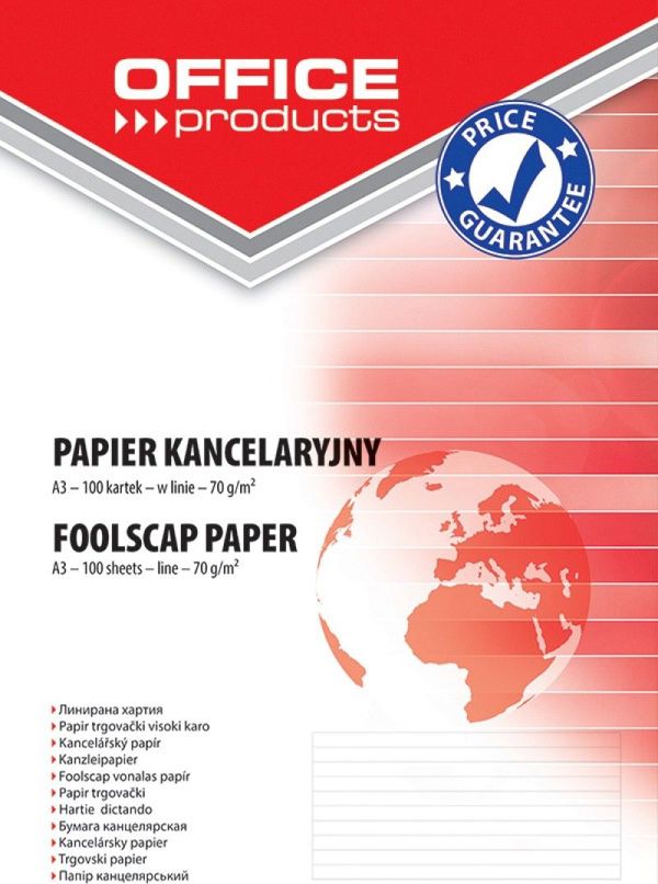 Office Products Χαρτί Γραφείου με Γραμμές, Α3, 100 Φύλλα, 60-70 gsm, Λευκό