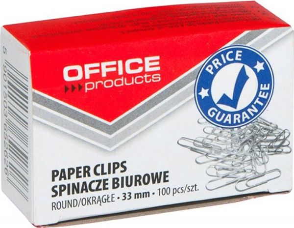 Office Products Συνδετήρες Γραφείου Στρογγυλοί, 33mm, 100τμχ, Ασημί