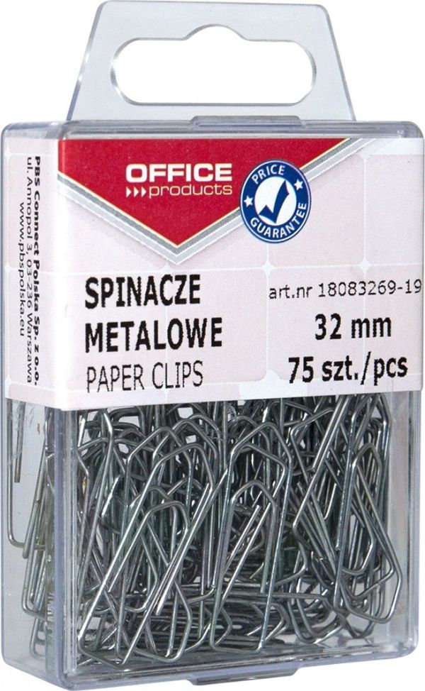 Office Products Μεταλλικοί Συνδετήρες Γραφείου, 32mm, Ασημένιοι, 75 Τεμάχια