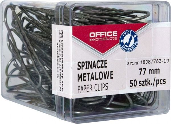 Office Products Μεταλλικά Κλιπ Γραφείου, 77mm, Ασημί, 50 Τεμάχια