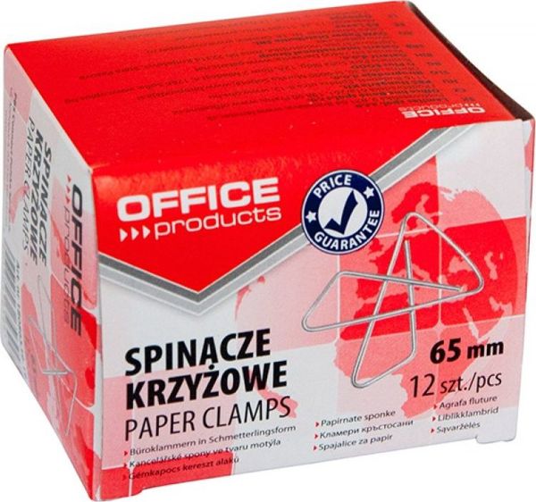 Office Products Συνδετήρες Σταυροειδείς 65mm, Ασημί, 12 Τεμάχια
