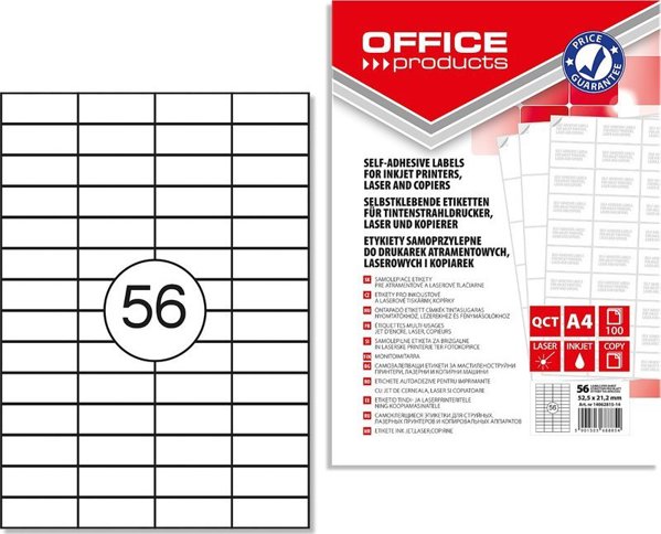 Office Products Ετικέτες Office Products A4 52.5x21.2mm λευκές (100)