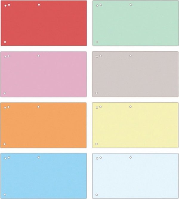 Office Products Διαχωριστικά Αρχειοθέτησης, Χαρτόνι 1/3 A4, 240x105mm, 190gsm, 4 Τρύπες, Μίξη Χρωμάτων, 100 Τεμάχια