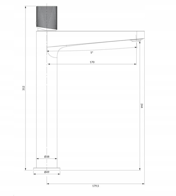 Omnires Contour CT8012CPB Βρύση Νιπτήρα Υψηλή, Ξυστός Χαλκός