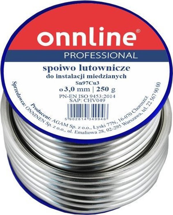 Onnline Μαλακό Κολλητήρι Sn97Cu3, Διάμετρος 3.0mm, Βάρος 250g