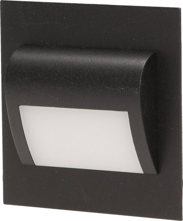 Φωτιστικό σκάλας Orno DRACO LED 1,2W, φωτιστικό σκάλας εντοιχισμένο, 12V DC, 100lm, 3000K, μαύρο