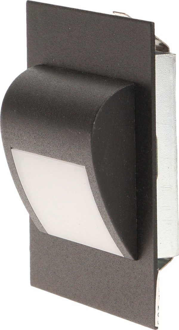 Φωτιστικό σκάλας Orno DRACO LED 1,2W, φωτιστικό σκάλας εντοιχισμένο, 12V DC, 100lm, 3000K, μαύρο