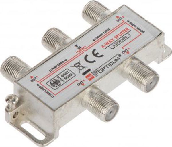 Διακλαδωτής Δορυφορικού Σήματος Opticum RI-4/1F-SAT-OPTI, 1 Είσοδος & 4 Έξοδοι, 5-2450 MHz, 75 Ohm