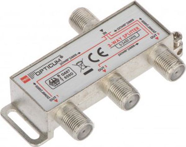 Opticum Διακλαδωτής Δορυφορικού Σήματος RI-3/1F-SAT-OPTI, 1 Είσοδος, 3 Έξοδοι, 5-2450 MHz, 75 Ω