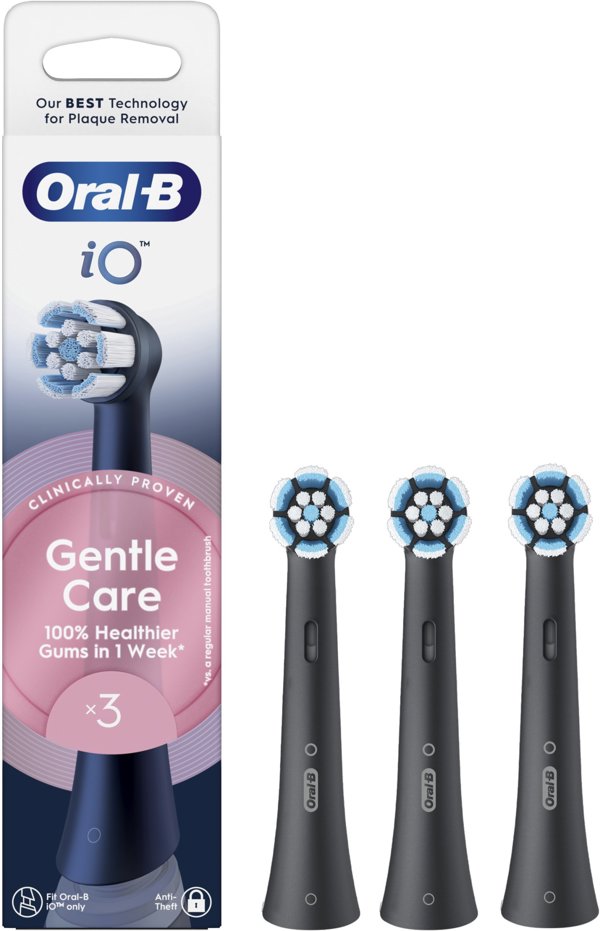 Oral-B iO Απαλές Ανταλλακτικές Κεφαλές Μαύρες 3 τεμ, μαύρο