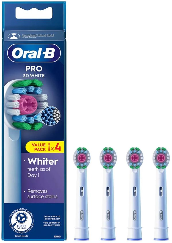 Oral-B Pro 3D White - ανταλλακτικές κεφαλές, 4 τεμ