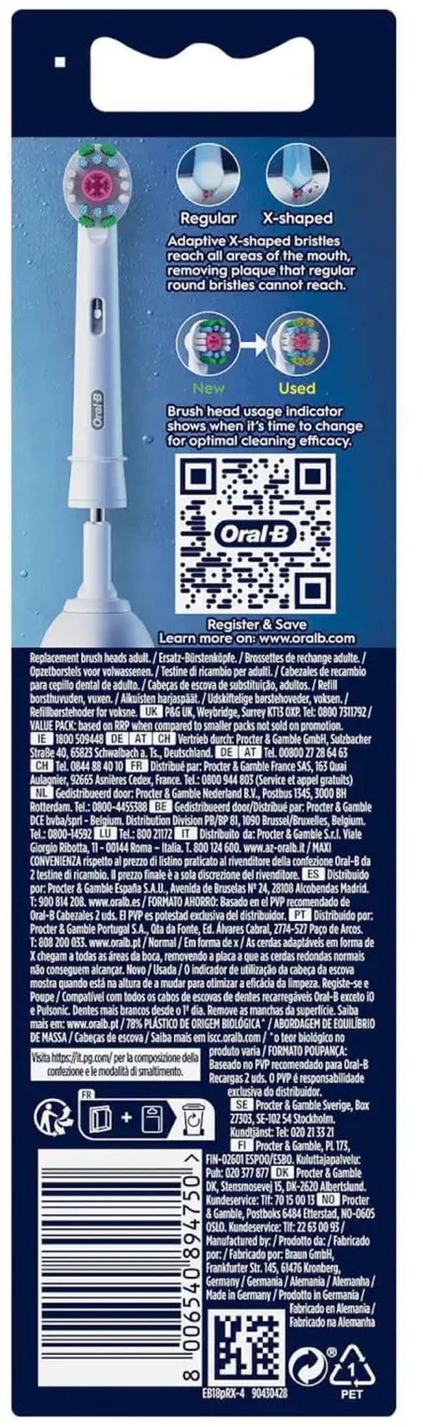Oral-B Pro 3D White - ανταλλακτικές κεφαλές, 4 τεμ