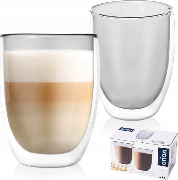 Ποτήρια θερμικά με διπλό τοίχωμα για καφέ latte DOUBLE 370 ml 2 τεμ. ORION