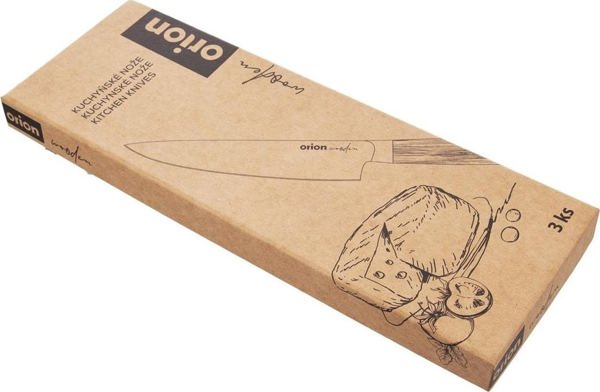Orion Σετ μαχαιριών κουζίνας από ατσάλι 3 τεμ WOODEN, καθολικό σετ μαχαιριών