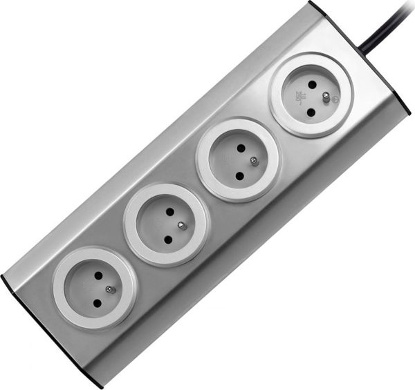 Πρίζα Επίπλων Orno 4 Θέσεων 4x2P+Z INOX με Ταινία Velcro και Καλώδιο 1.5m