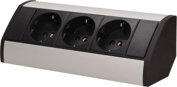 Πρίζα επίπλων Orno 3x2P+Z, schuko, μαύρο-ασημί