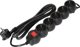 Orno Πολύμπριζο 5 θέσεων 2P+Z (Schuko) με διακόπτη, 1,5m H05VV-F 3x1,5mm2, Imax=16A, επίπεδο βύσμα, μαύρο