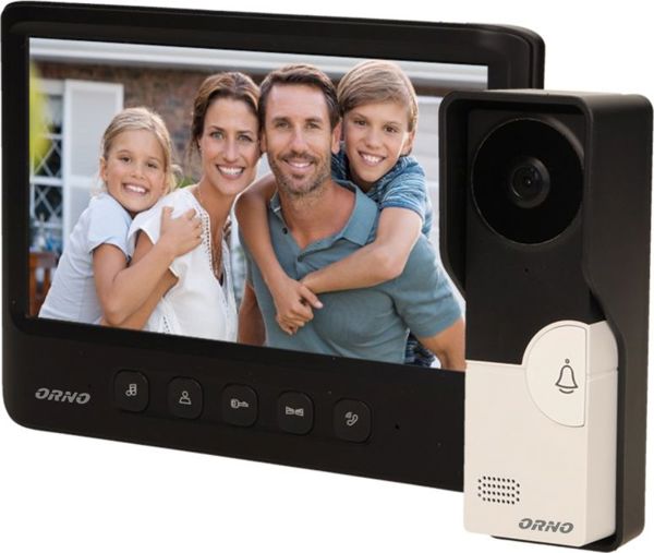 Orno IMAGO Σετ Θυροτηλεόρασης, Έγχρωμη LCD 7" Handsfree, Μαύρο, Επιτοίχια Τοποθέτηση