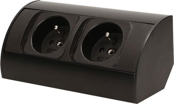 Orno Πρίζα Επίπλων Διπλή 2x2P+Z, Χωρίς Διακόπτη, IP20, Μαύρο Χρώμα