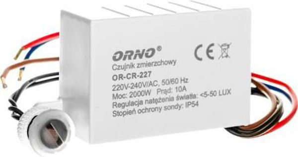 Orno OR-CR-227 Διακόπτης Λυκόφωτος με Αισθητήρα, 10A, 230V, 5-50lx, Λευκό