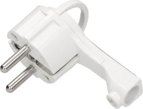 Orno Επίπεδο βύσμα 2P+Z Uni-Schuko με λαβή λευκό OR-AE-1379/W