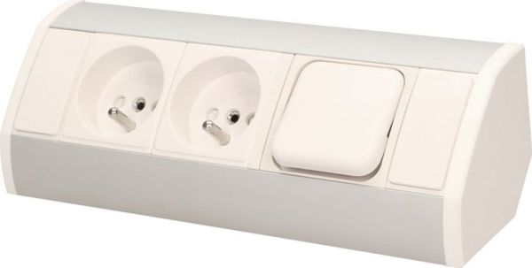 Orno Πρίζα Επίπλου 2x2P+Z Με Διακόπτη, Λευκό/Ασημί, IP20, 2 Θέσεις