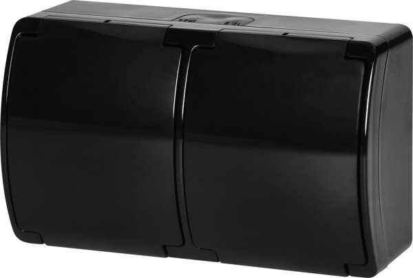 Orno Διπλή πρίζα 2x2P+Z Schuko AQUATIC, IP44, μαύρο