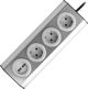 Orno Έπιπλο Υποδοχής & Πρίζα Κουζίνας 3xSchuko, 2xUSB, Inox, με Καλώδιο 1.5m & Velcro Τοποθέτηση