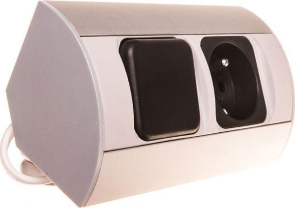 Orno Πρίζα Επίπλων OR-AE-1302 με Διακόπτη, 16A, IP20, Ασημί, Επίπεδη Τοποθέτηση